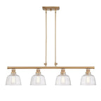 Gold Kitchen Island Four Light Metal and Seeded Glass Dimmable Chandelier With Clear Shades