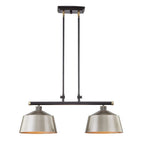 Black And Gray Kitchen Island Two Light Metal Dimmable Chandelier With Gray Shades