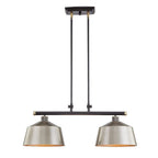 Black And Gray Kitchen Island Two Light Metal Dimmable Chandelier With Gray Shades