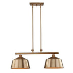 Gold Kitchen Island Two Light Metal Dimmable Chandelier With Gold Shades