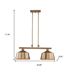 Gold Kitchen Island Two Light Metal Dimmable Chandelier With Gold Shades