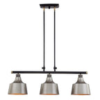 Black And Gray Kitchen Island Three Light Metal Dimmable Chandelier With Gray Shades