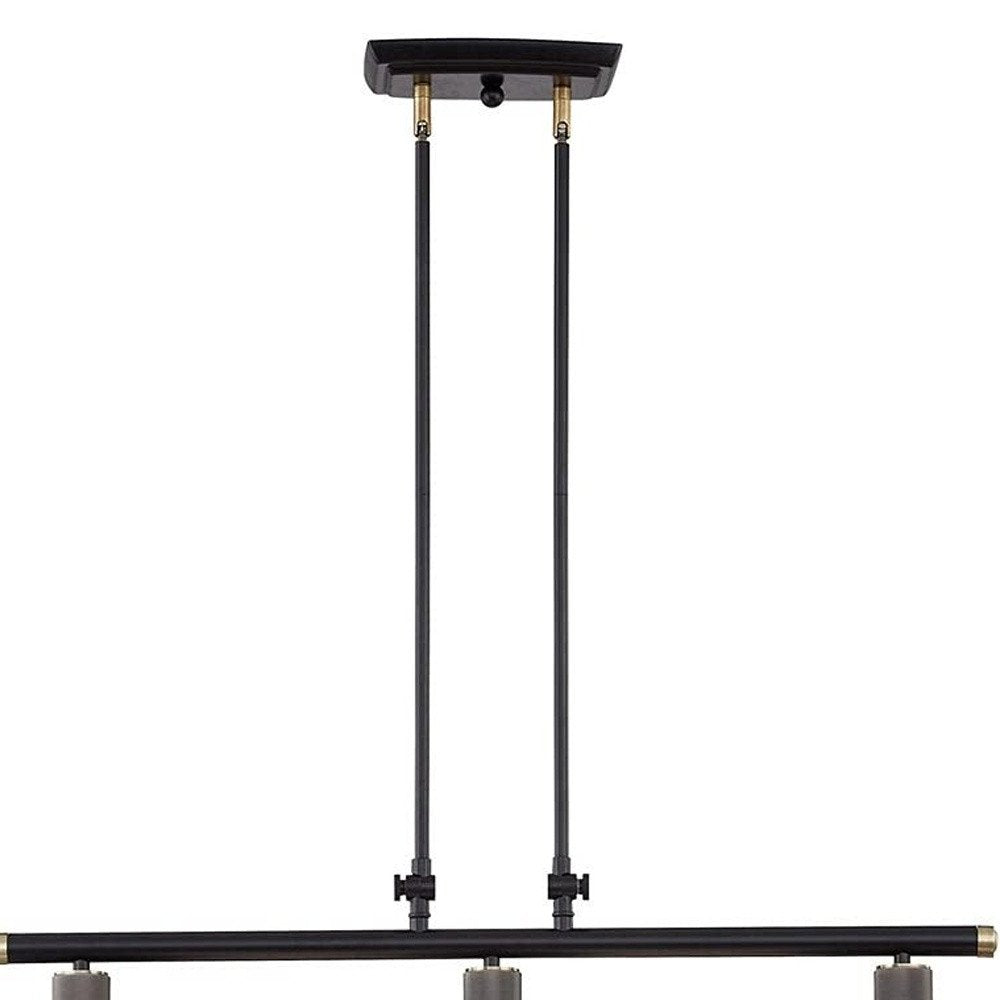 Black And Gray Kitchen Island Three Light Metal Dimmable Chandelier With Gray Shades