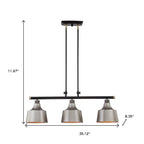 Black And Gray Kitchen Island Three Light Metal Dimmable Chandelier With Gray Shades