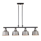 Black And Gray Kitchen Island Four Light Metal Dimmable Chandelier With Gray Shades