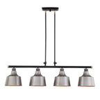 Black And Gray Kitchen Island Four Light Metal Dimmable Chandelier With Gray Shades