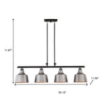 Black And Gray Kitchen Island Four Light Metal Dimmable Chandelier With Gray Shades