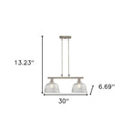 Nickel Kitchen Island Two Light Metal and Transparent Glass Dimmable Chandelier With Clear Shades