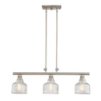 Nickel Kitchen Island Three Light Metal and Transparent Glass Dimmable Chandelier With Clear Shades