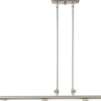 Nickel Kitchen Island Four Light Metal and Transparent Glass Dimmable Chandelier With Clear Shades