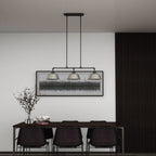 Gray Kitchen Island Three Light Metal Dimmable Chandelier With Gray Shades