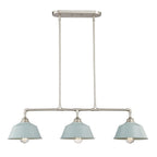 Nickel Kitchen Island Three Light Metal Dimmable Chandelier With Light Blue Shades