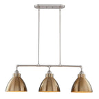 Gold And Silver Kitchen Island Three Light Metal Dimmable Chandelier With Gold Shades