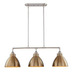 Gold And Silver Kitchen Island Three Light Metal Dimmable Chandelier With Gold Shades