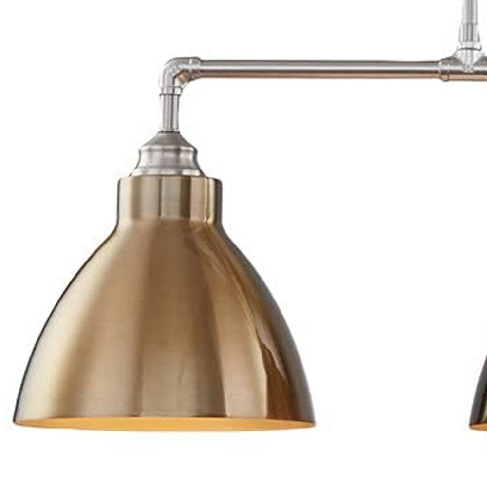 Gold And Silver Kitchen Island Three Light Metal Dimmable Chandelier With Gold Shades
