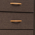 18" Brown Steel and Fabric Six Drawer Chest