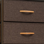 18" Brown Steel and Fabric Six Drawer Chest