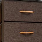 18" Brown Steel and Fabric Six Drawer Chest