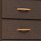 18" Brown Steel and Fabric Six Drawer Chest