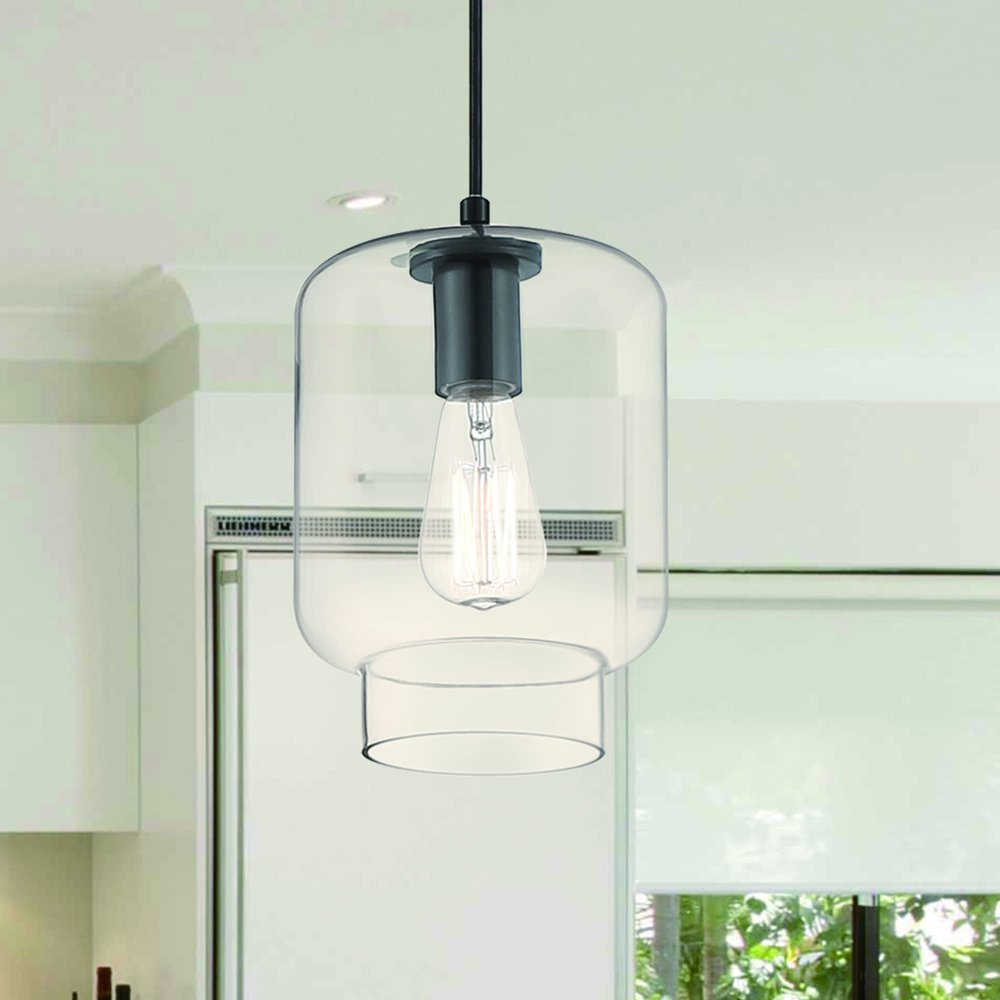 Black Candle Style Metal Dimmable Chandelier With Clear Shades