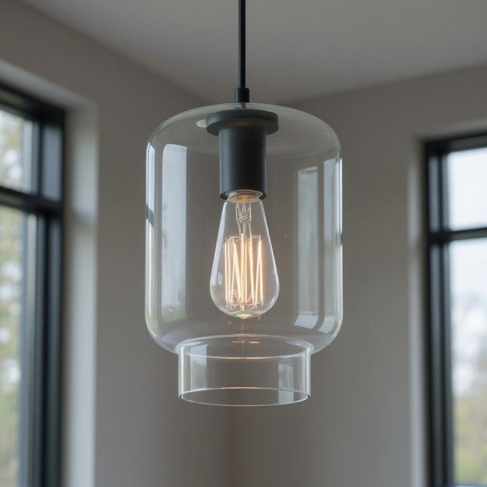 Black Candle Style Metal Dimmable Chandelier With Clear Shades