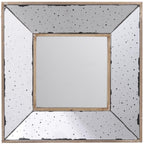 12" Square Wall Mounted Vintage Style Glass Frame Accent Mirror