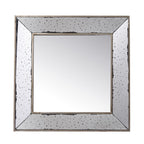 18" Brown Square Metal Framed Antiqued Glass Accent Mirror