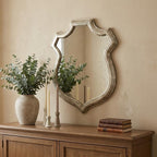 24" Silver Solid Wood Abstract Framed Accent Mirror