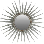 30" Silver Metal Sunburst Framed Accent Mirror