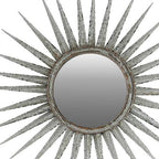 30" Silver Metal Sunburst Framed Accent Mirror