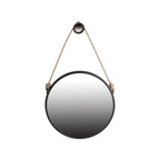 30" Black Fame Round Wall Hanging Accent Mirror with Rope