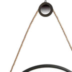 30" Black Fame Round Wall Hanging Accent Mirror with Rope