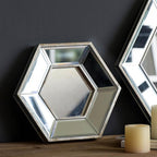 12" Silver Wood Hexagon Framed Accent Mirror