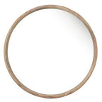 28" Brown Solid Wood Round Framed Accent Mirror