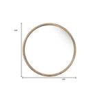 28" Brown Solid Wood Round Framed Accent Mirror
