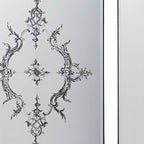 Set of Six Decorative Antiqued Glass Black Metal Framed Mirror Set