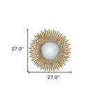 27" Gold Sunburst Iron Framed Accent Mirror