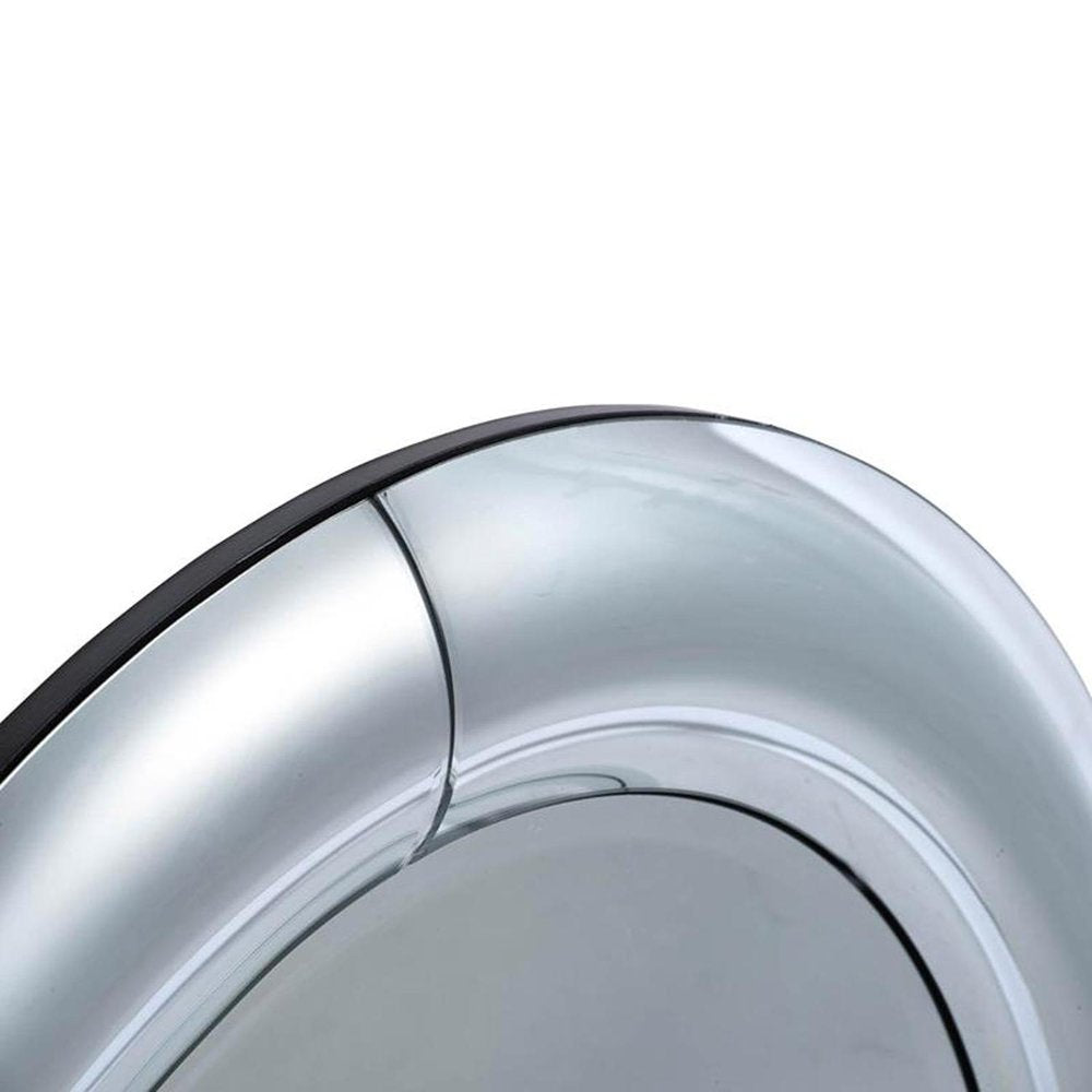 32" Silver Round Curved Frame Accent Mirror