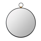28" Black Round Iron Framed Accent Mirror