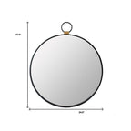 28" Black Round Iron Framed Accent Mirror