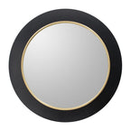 32" Black And Gold Lighted Round Metal Framed Accent Mirror
