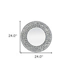 24" Black And White Round Wood And Shell Framed Accent Mirror