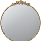 32" Gold Iron Crowned Top Framed Accent Mirror