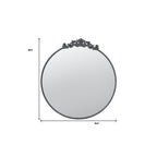 39" Black Crowned Top Iron Framed Accent Mirror