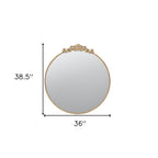39" Gold Crowned Top Iron Framed Accent Mirror