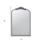 36" Black Arch Iron Framed Accent Mirror