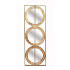 14" Brown and Gold Aluminum and Wood Geometric Framed Accent Mirror