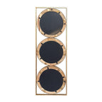 14" Brown and Gold Aluminum and Wood Geometric Framed Accent Mirror