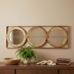 14" Brown and Gold Aluminum and Wood Geometric Framed Accent Mirror