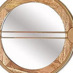 14" Brown and Gold Aluminum and Wood Geometric Framed Accent Mirror